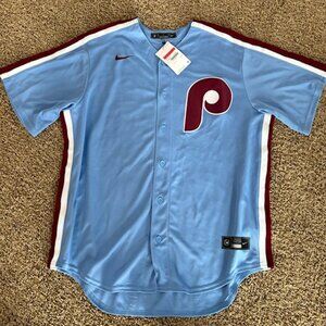 Brand New official MLB light blue Phillies jersey size L